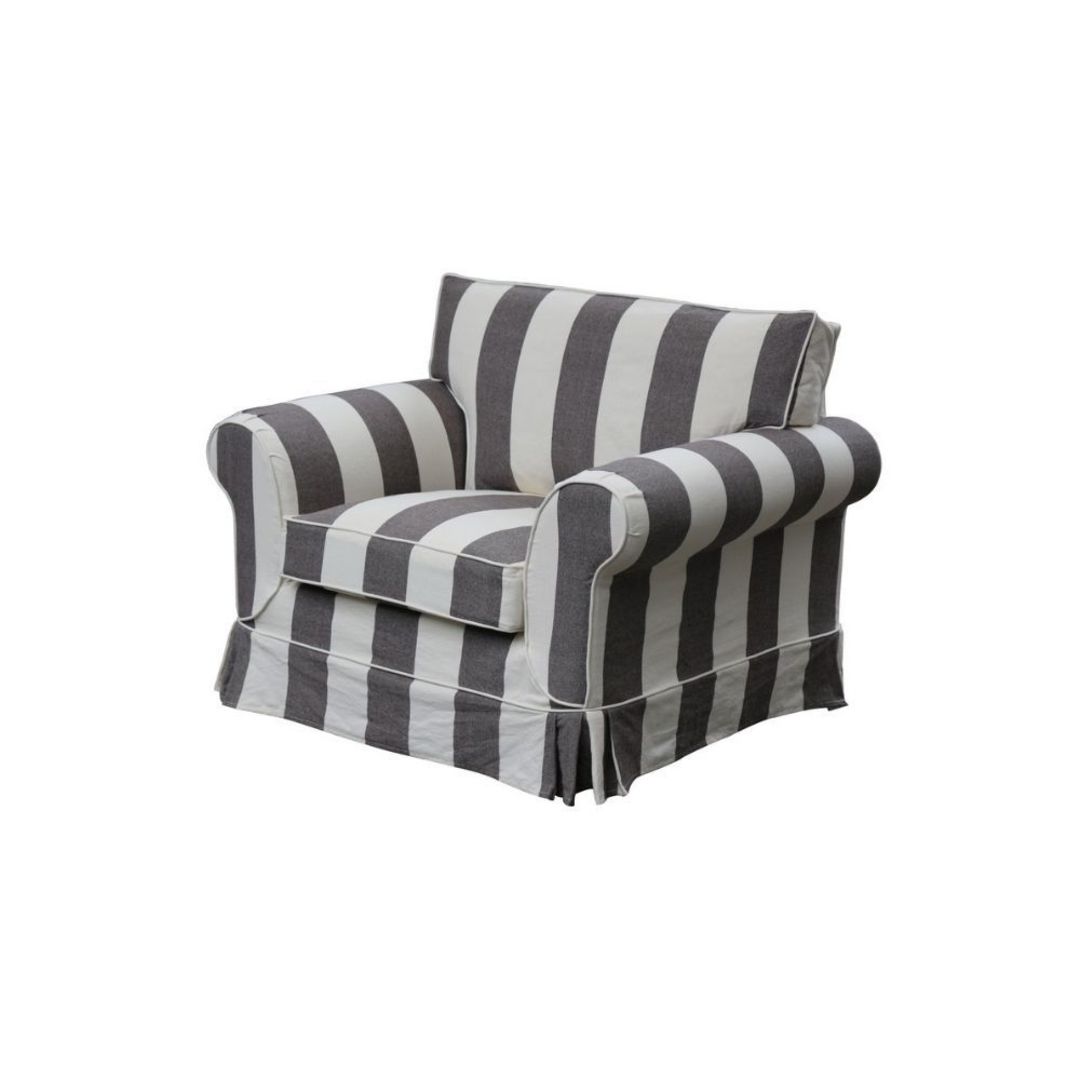 Isla Feather Filled Armchair Striped Dark Grey image 0